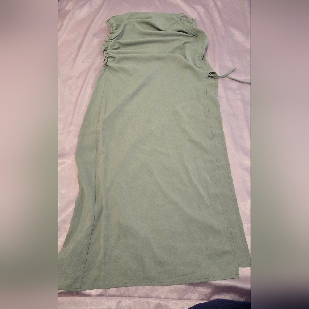 Cider Sage Green Ruched Maxi Skirt NWT